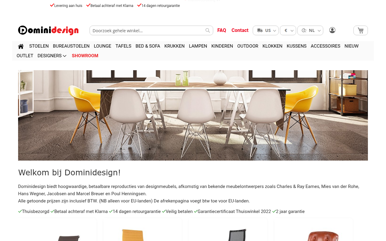 Screenshot van dominidesign.com