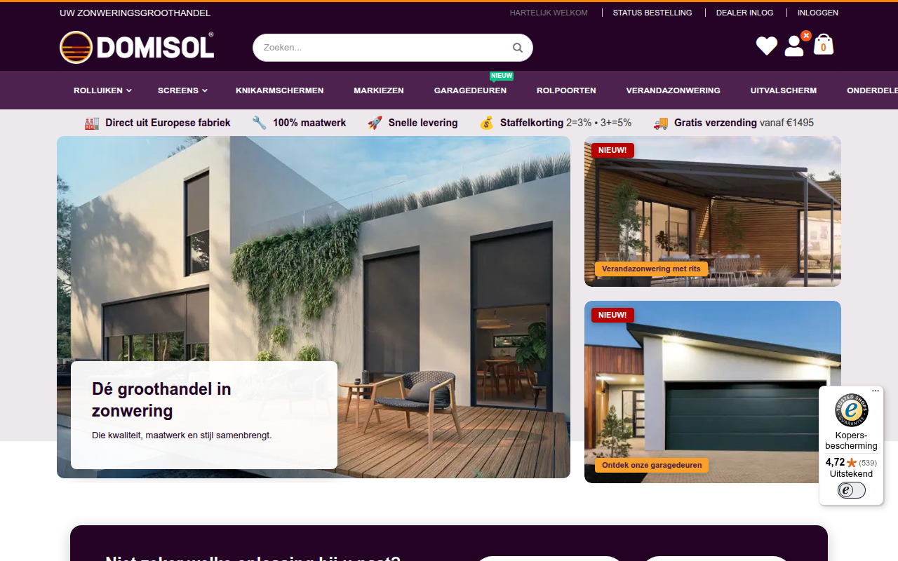 Screenshot van domisol.nl