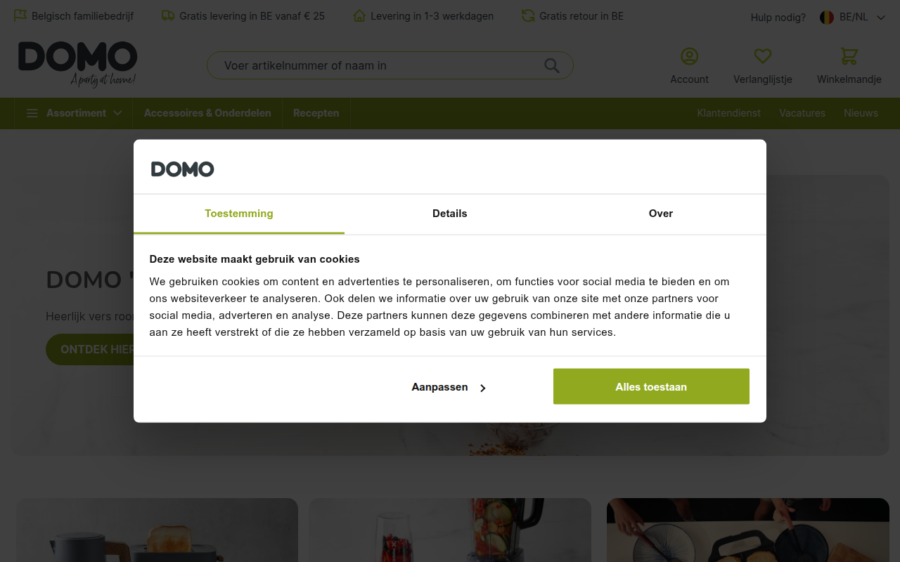 Screenshot van domo-elektro.be