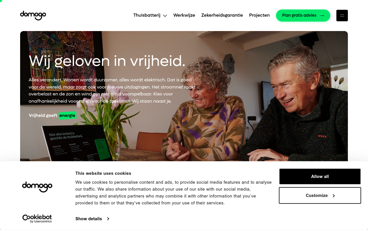 Screenshot van domogo.nl