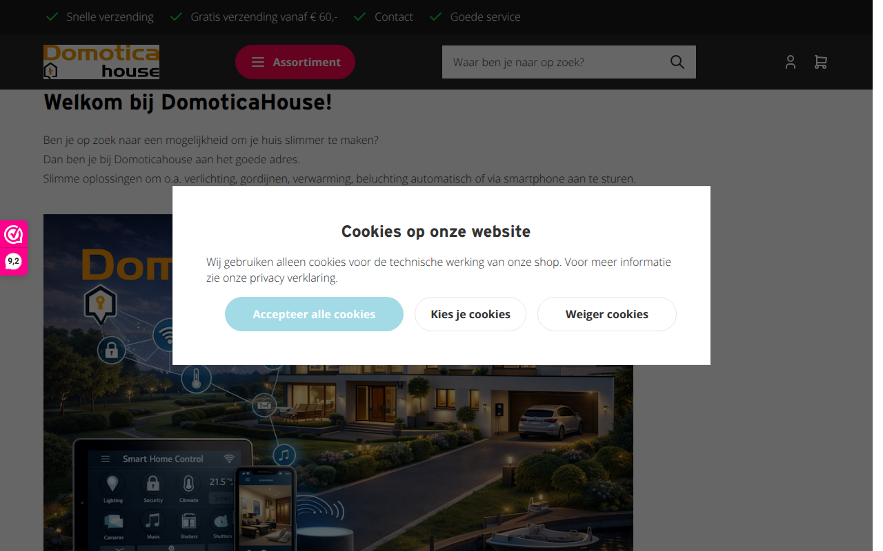 Screenshot van domoticahouse.nl
