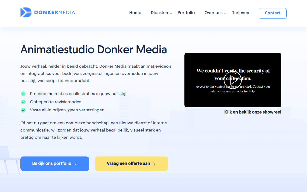Screenshot van donkermedia.nl