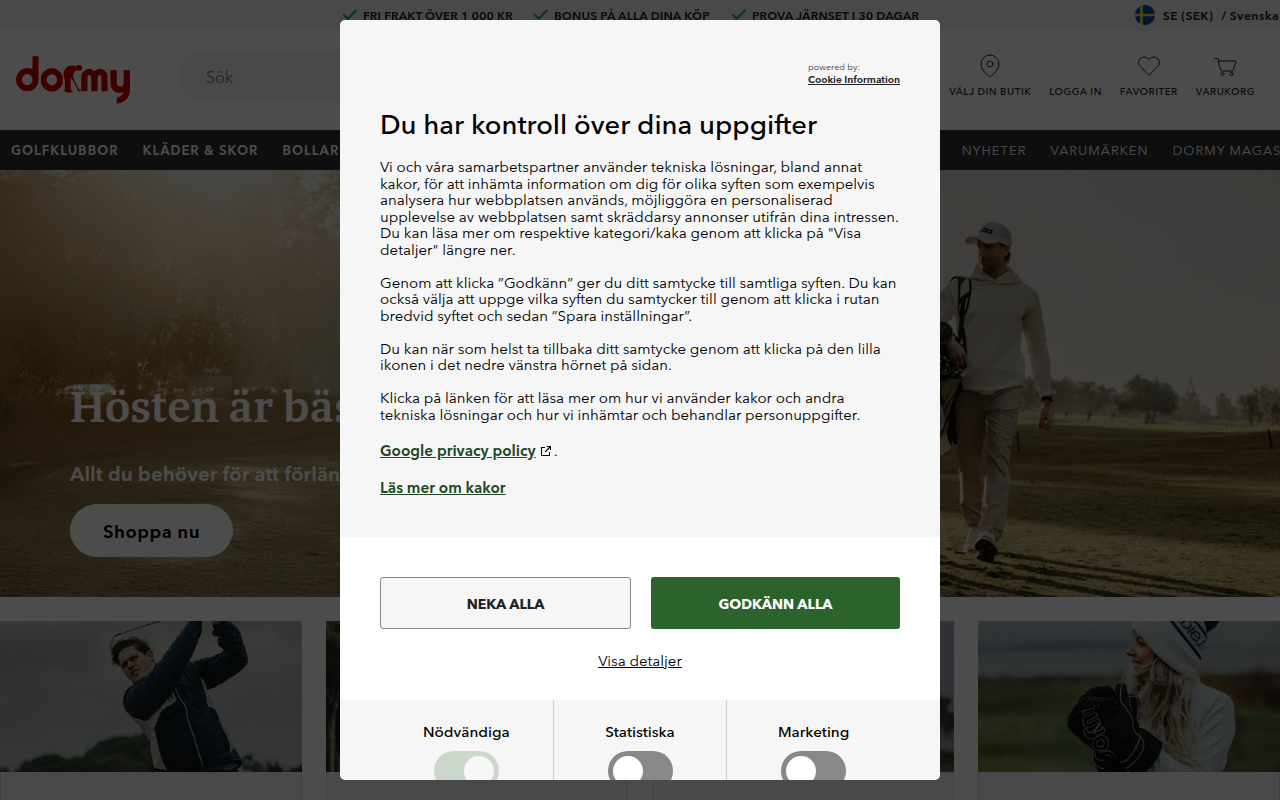 Screenshot van dormy.com