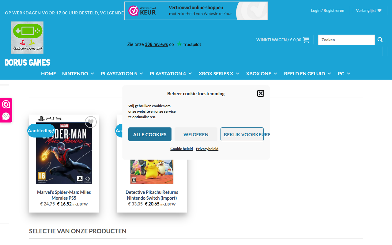 Screenshot van dorusgames.nl