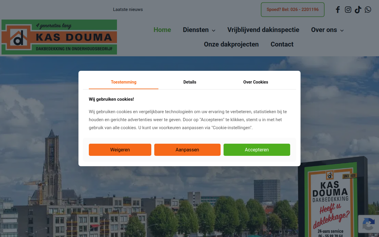 Screenshot van douma-dakdekkers.nl