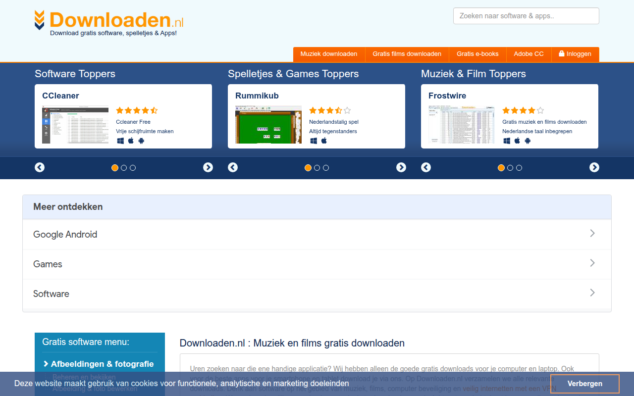 Screenshot van downloaden.nl