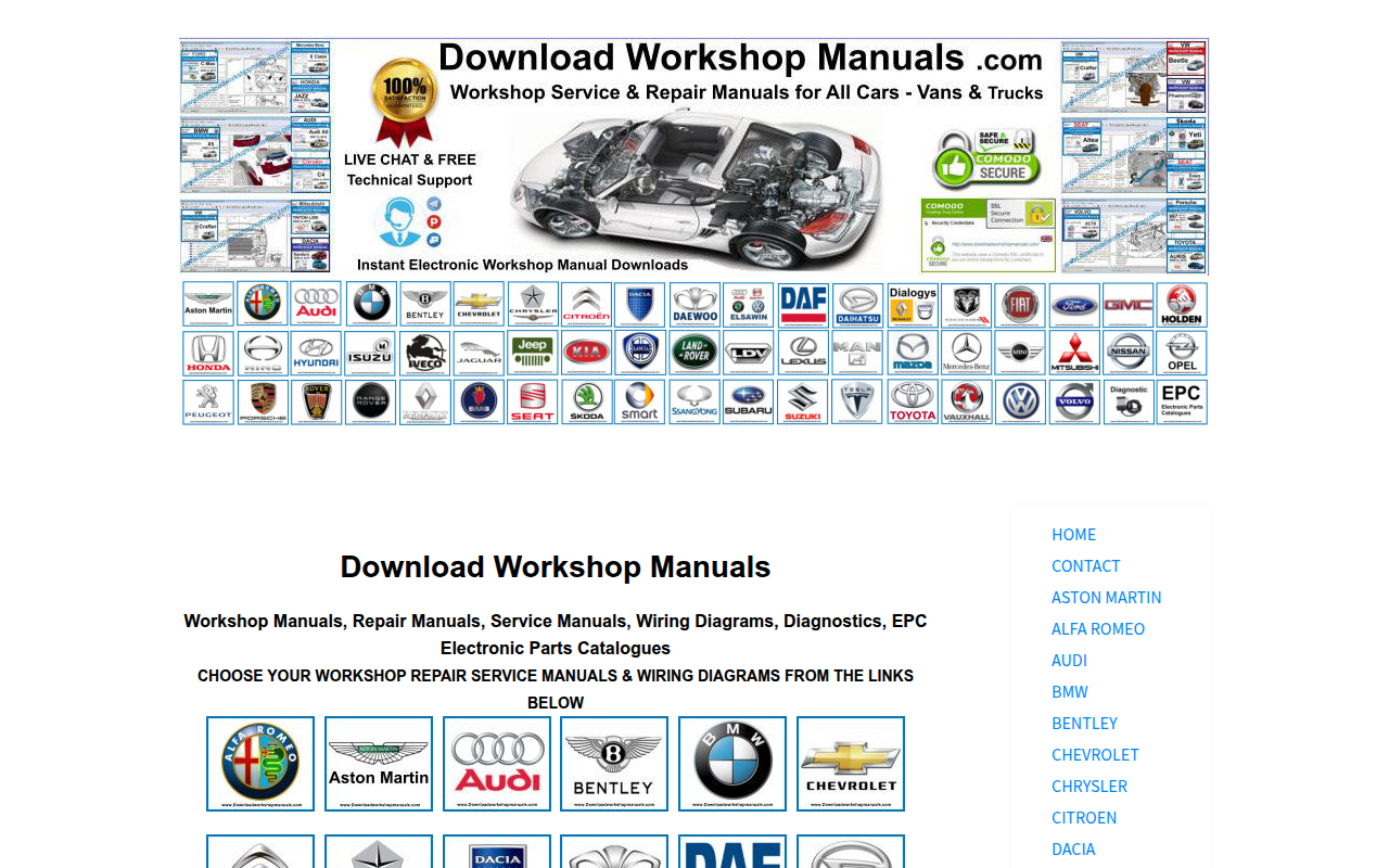 Screenshot van downloadworkshopmanuals.com