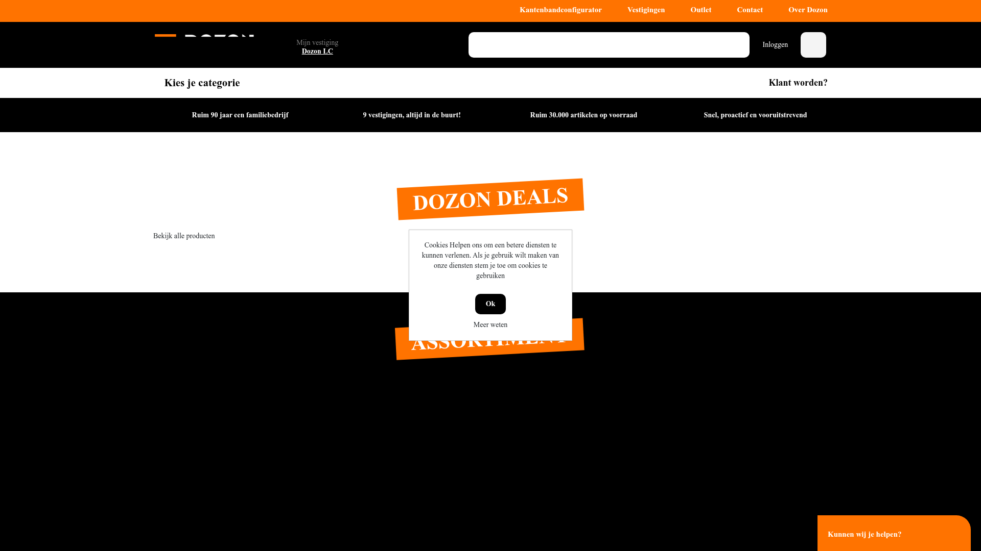 Screenshot van dozon.nl