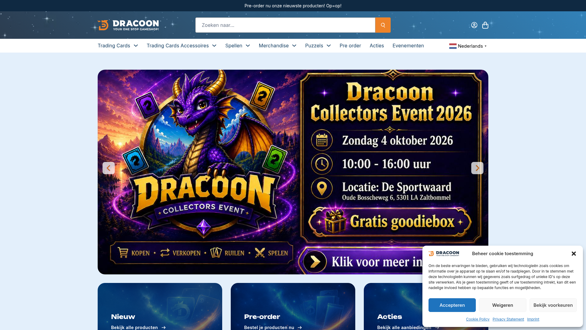 Screenshot van dracoon.nl