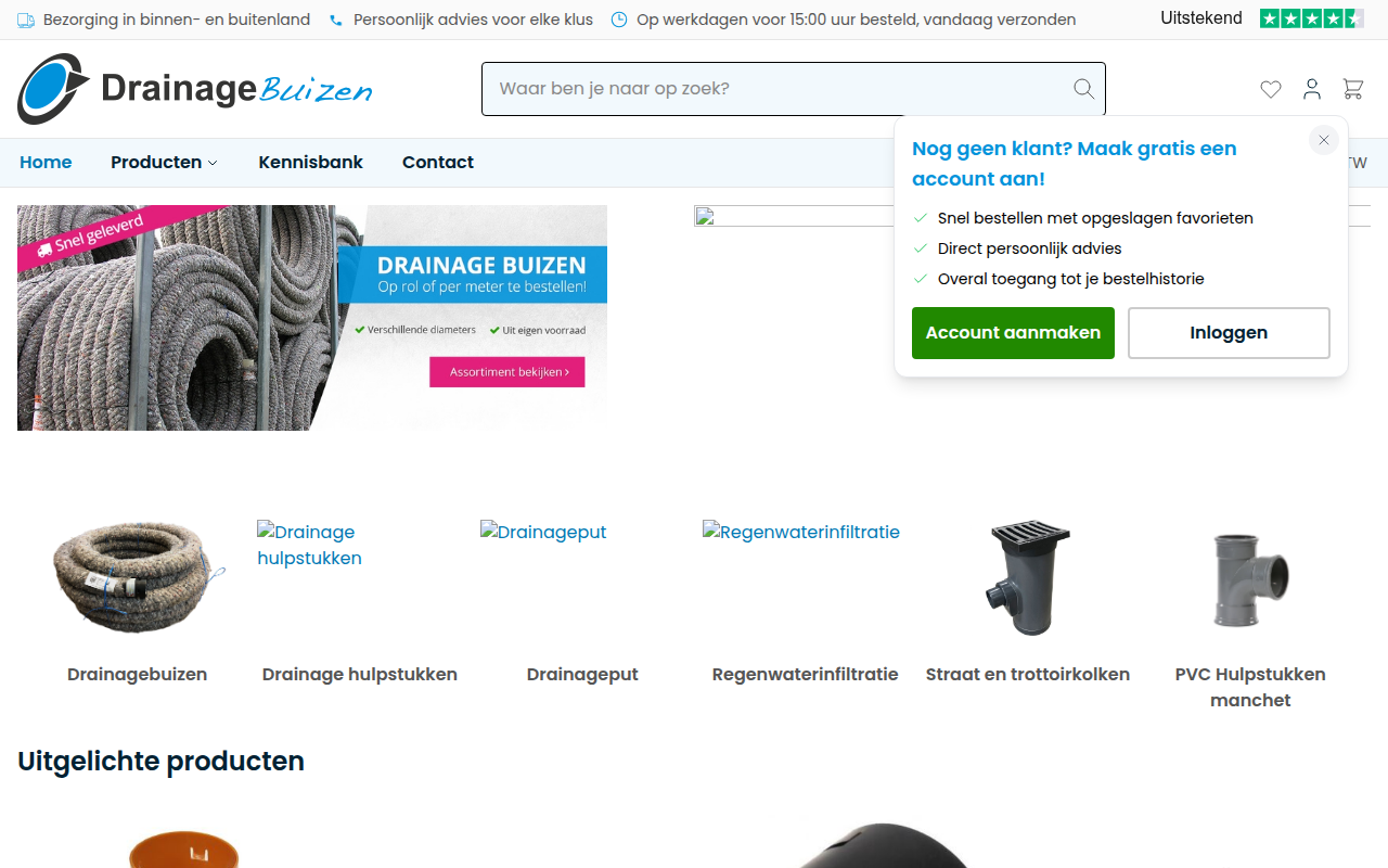 Screenshot van drainagebuizen.nl