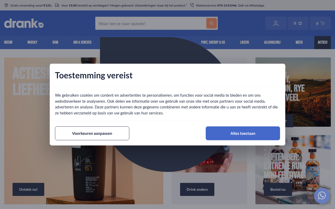 Screenshot van drank.nl