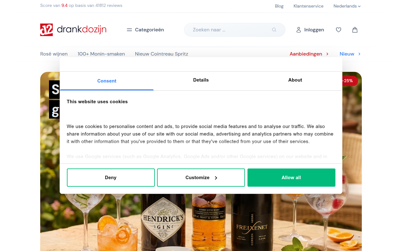 Screenshot van drankdozijn.nl