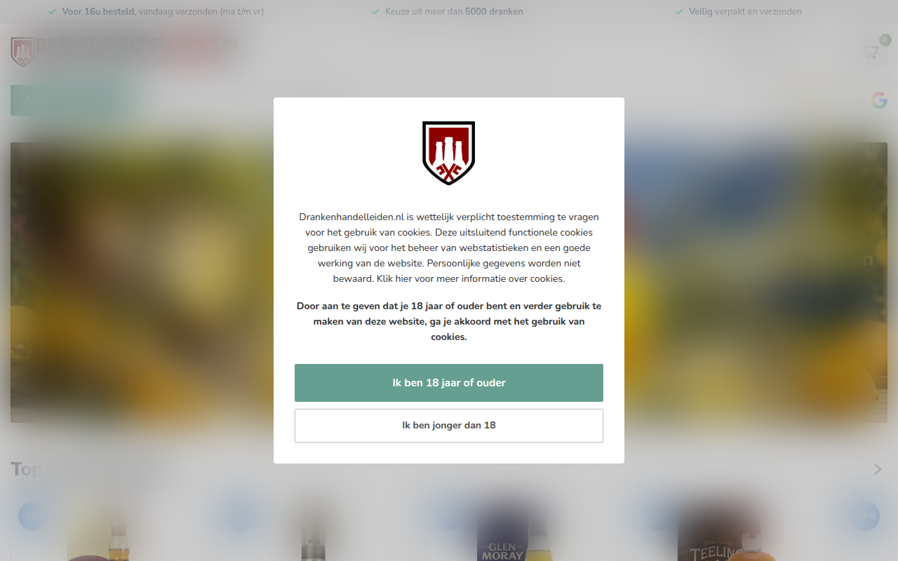 Screenshot van drankenhandelleiden.nl