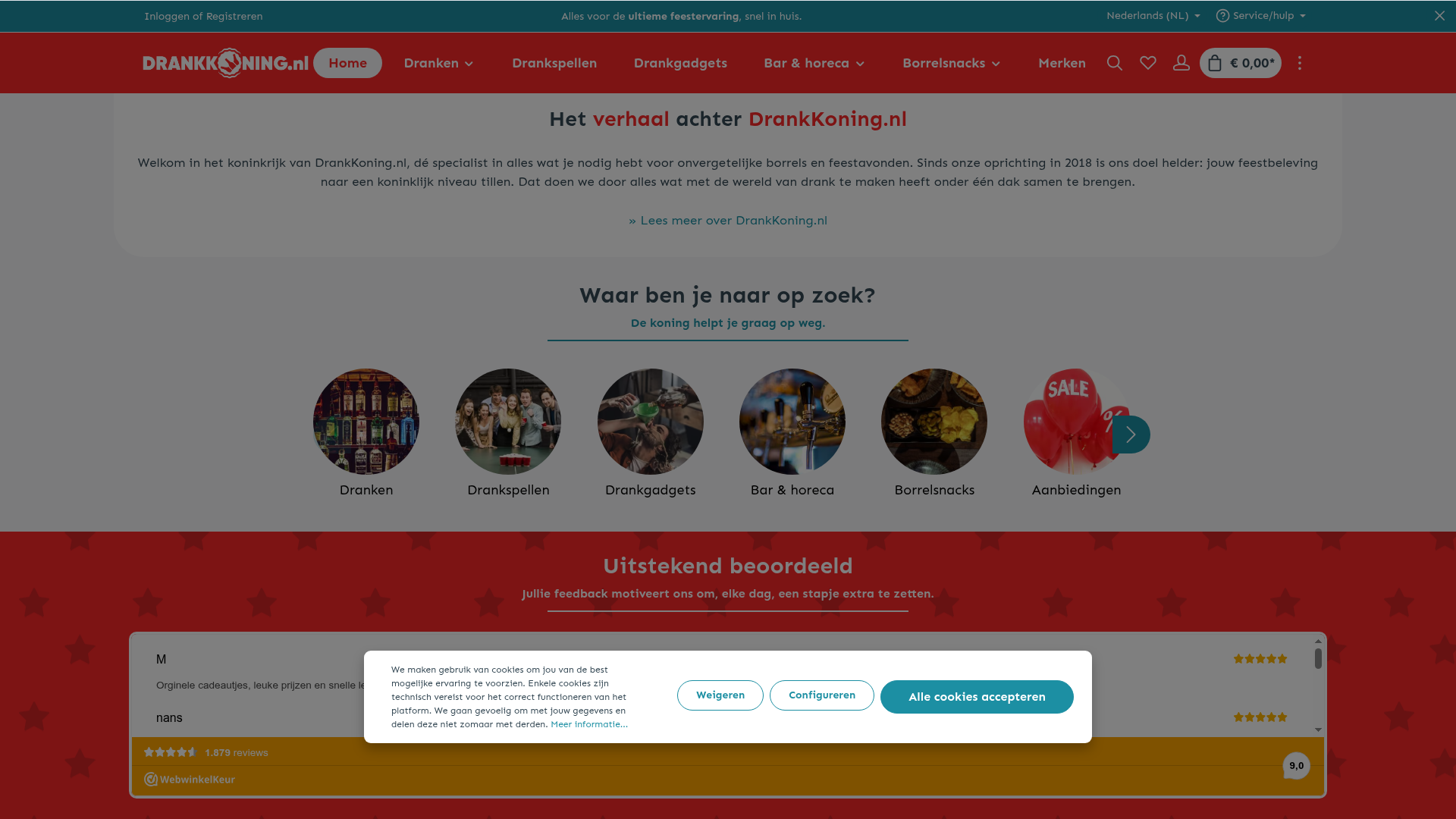 Screenshot van drankkoning.nl