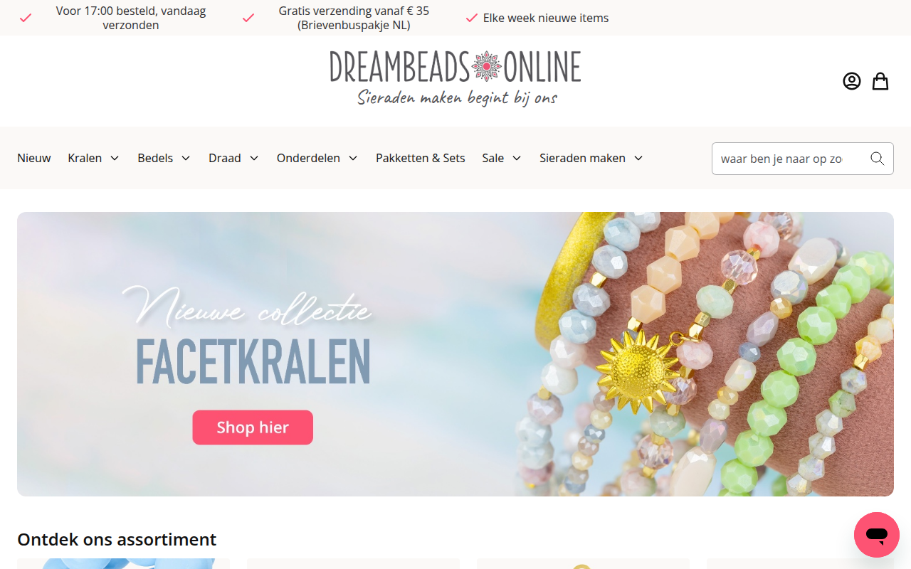 Screenshot van dreambeads-online.nl