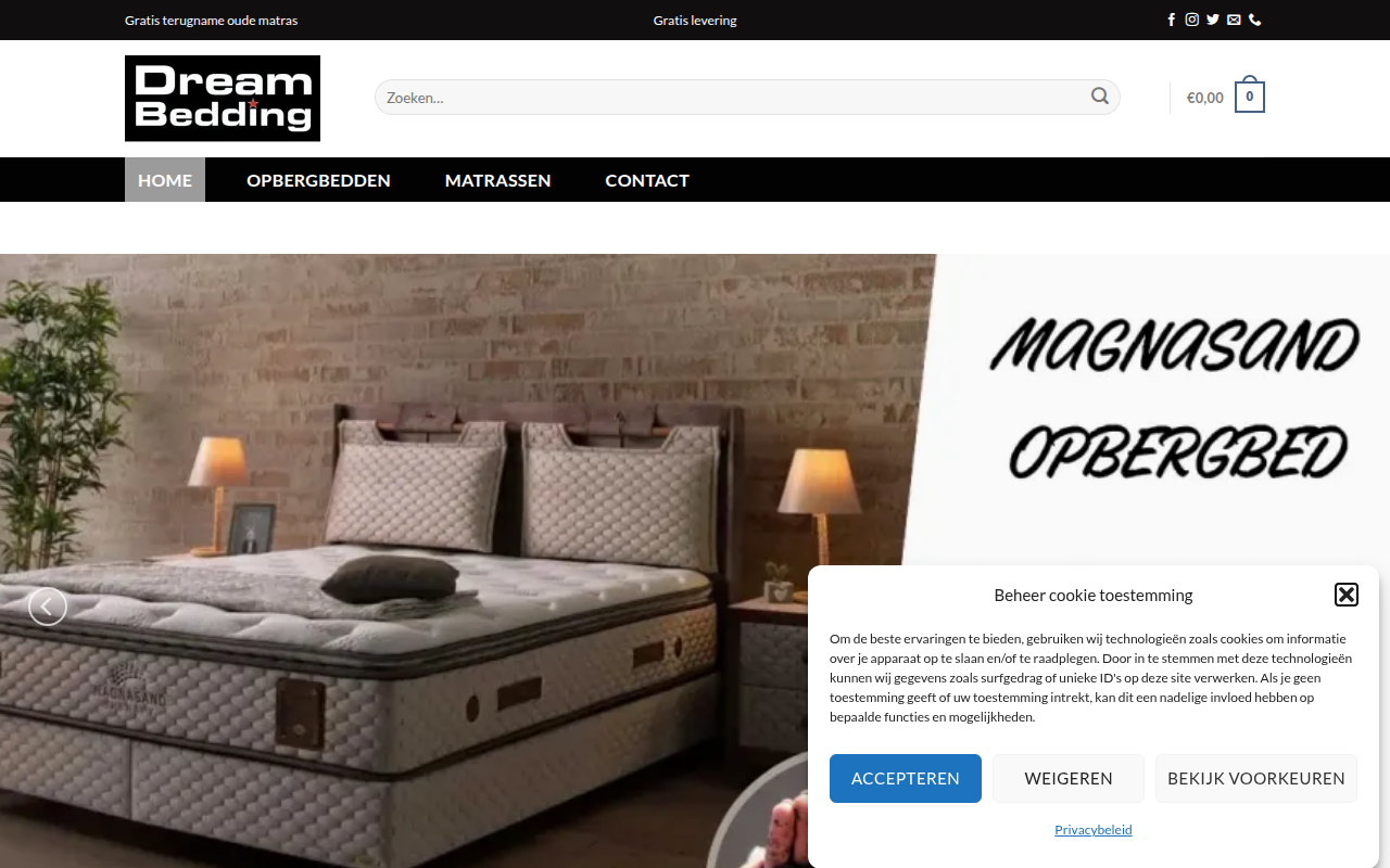 Screenshot van dreambedding.be