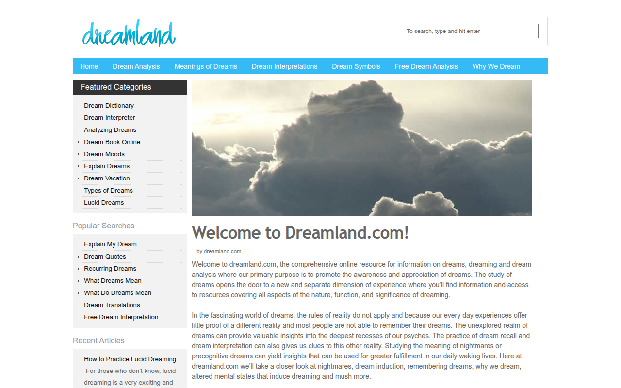 Screenshot van dreamland.com