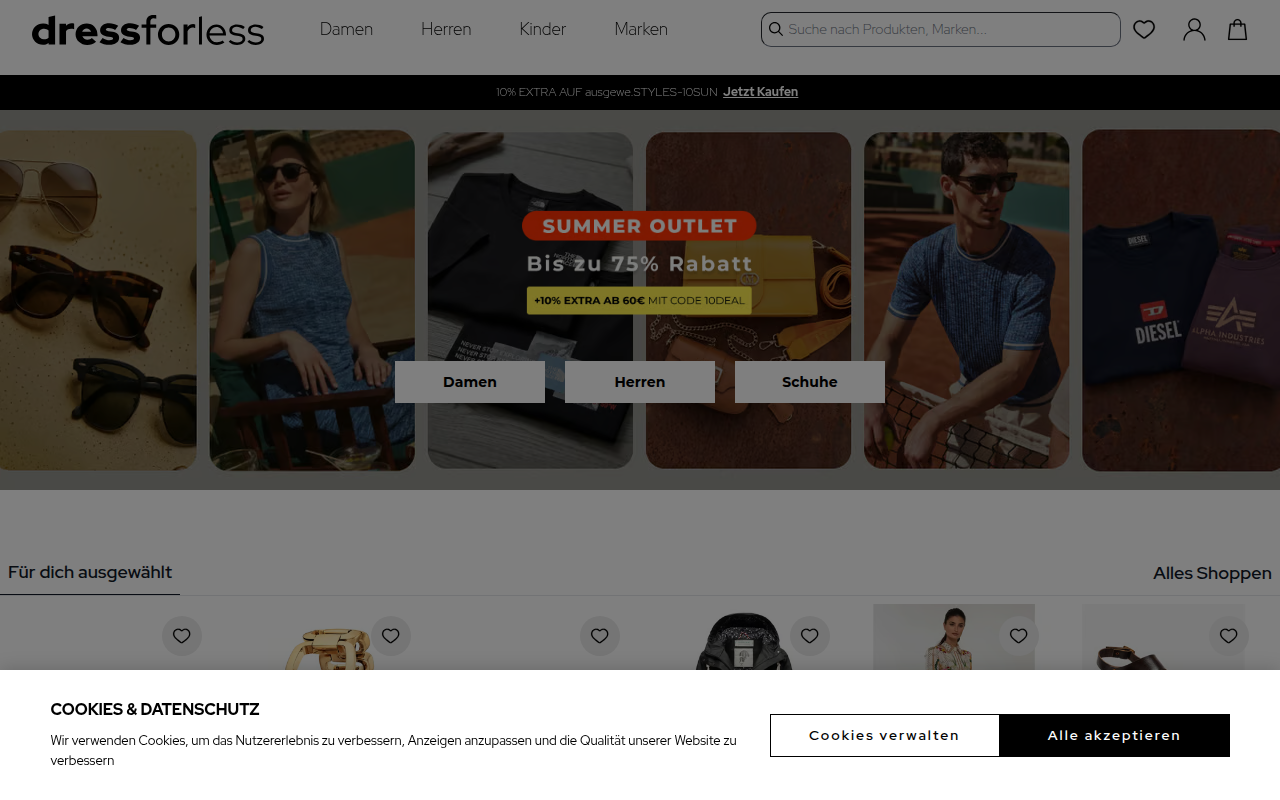 Screenshot van dress-for-less.de