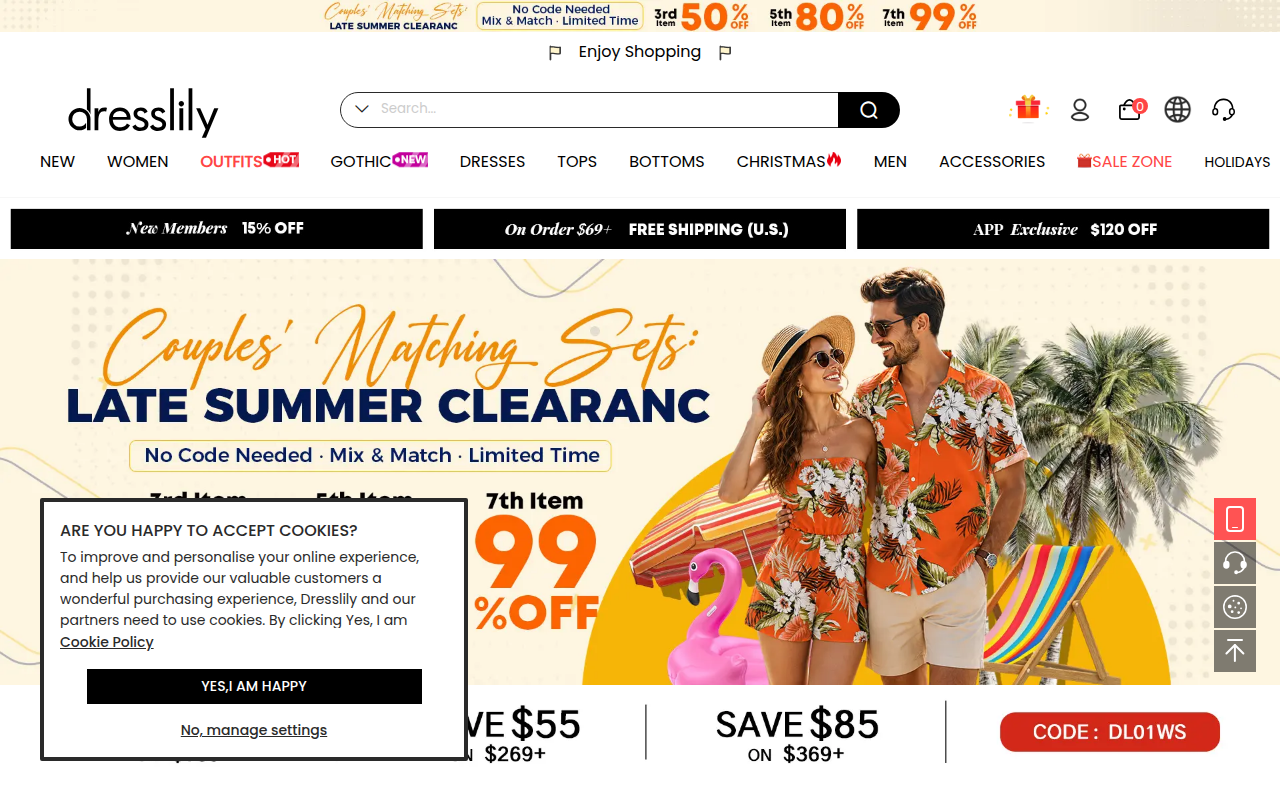 Screenshot van dresslily.com