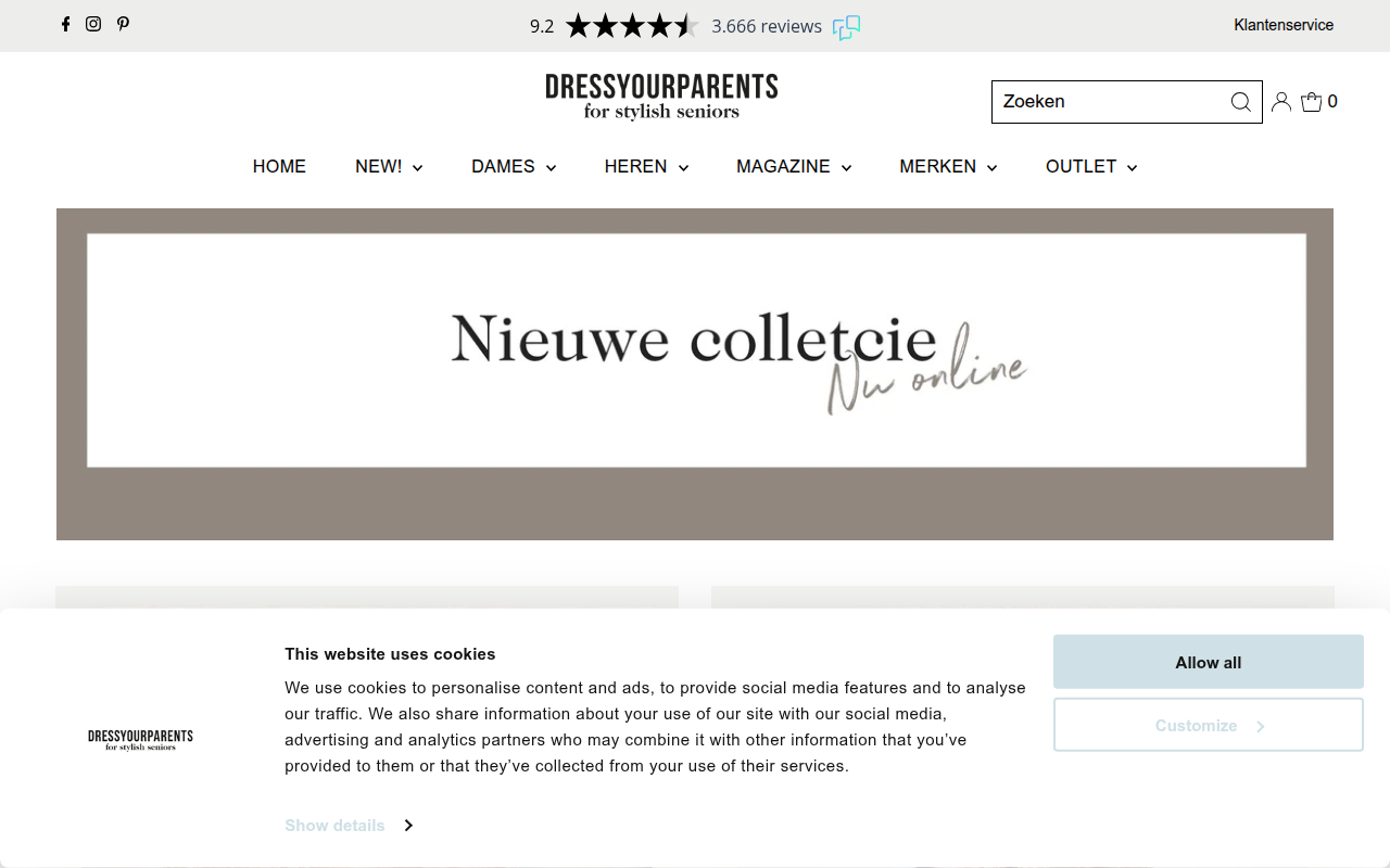 Screenshot van dressyourparents.com
