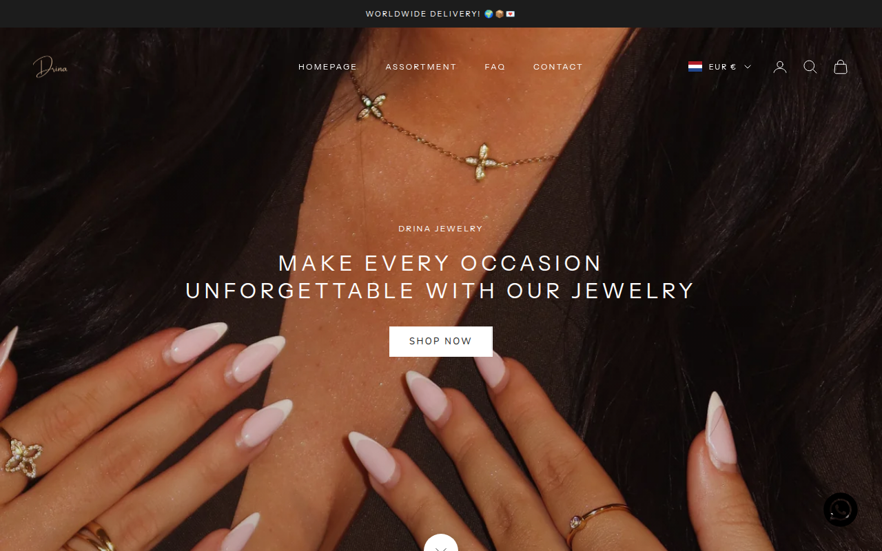 Screenshot van drinajewelry.nl