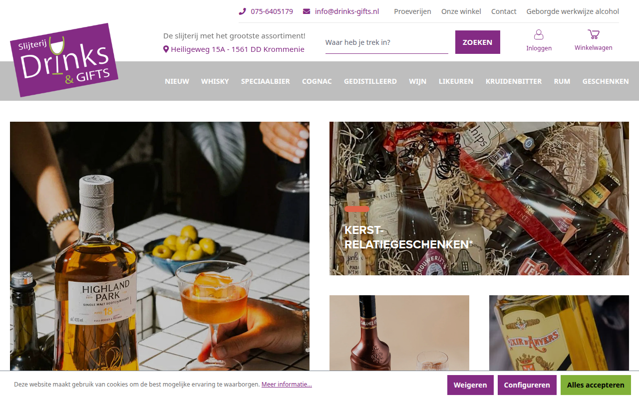 Screenshot van drinks-gifts.nl