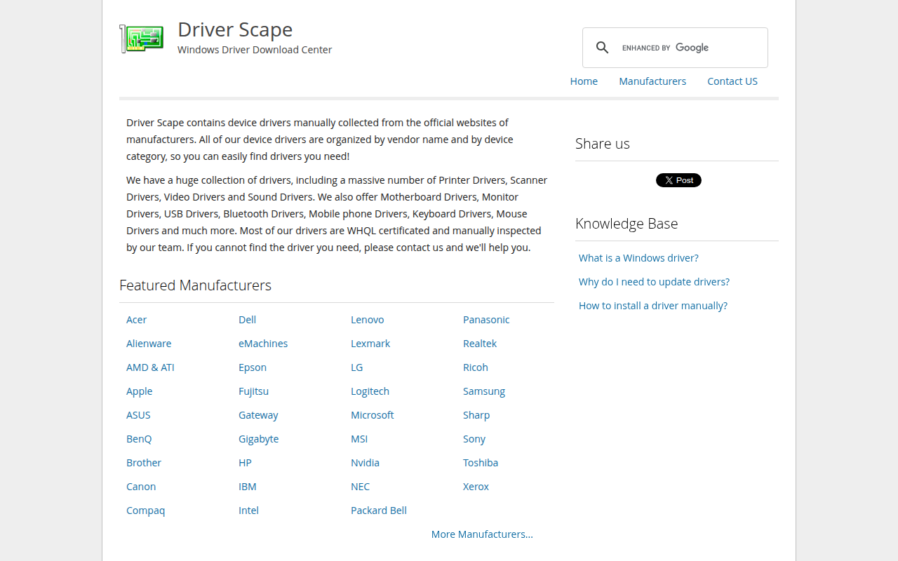 Screenshot van driverscape.com