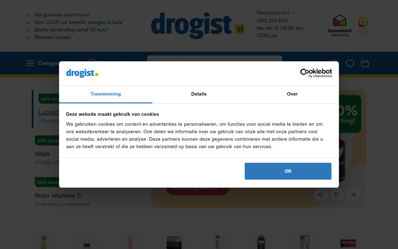 Screenshot van drogist.nl