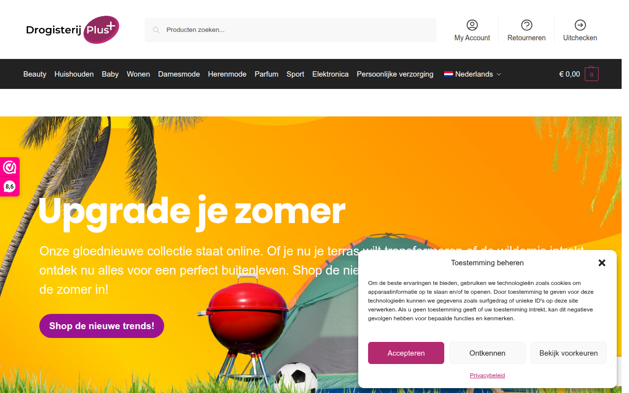 Screenshot van drogisterijplus.nl