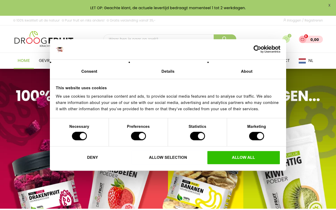 Screenshot van droogfruit.nl