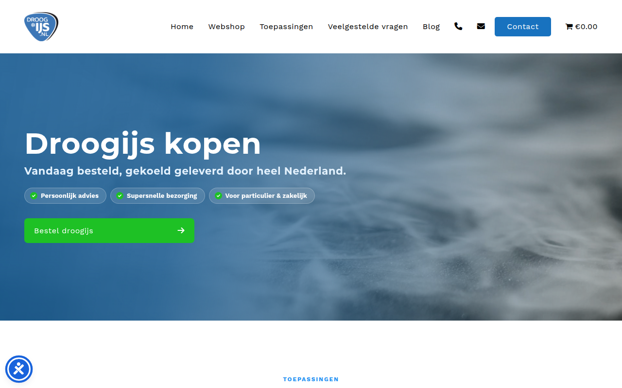 Screenshot van droogijs.nl