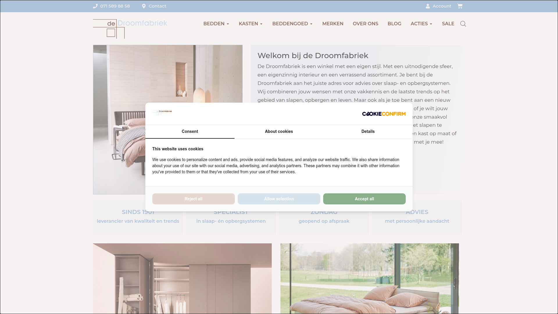 Screenshot van droomfabriek.com