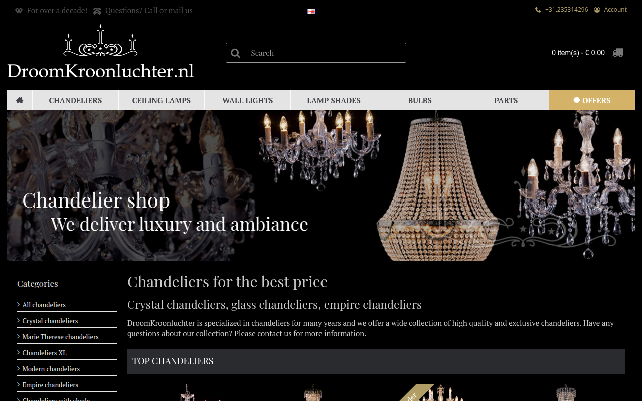 Screenshot van droomkroonluchter.nl