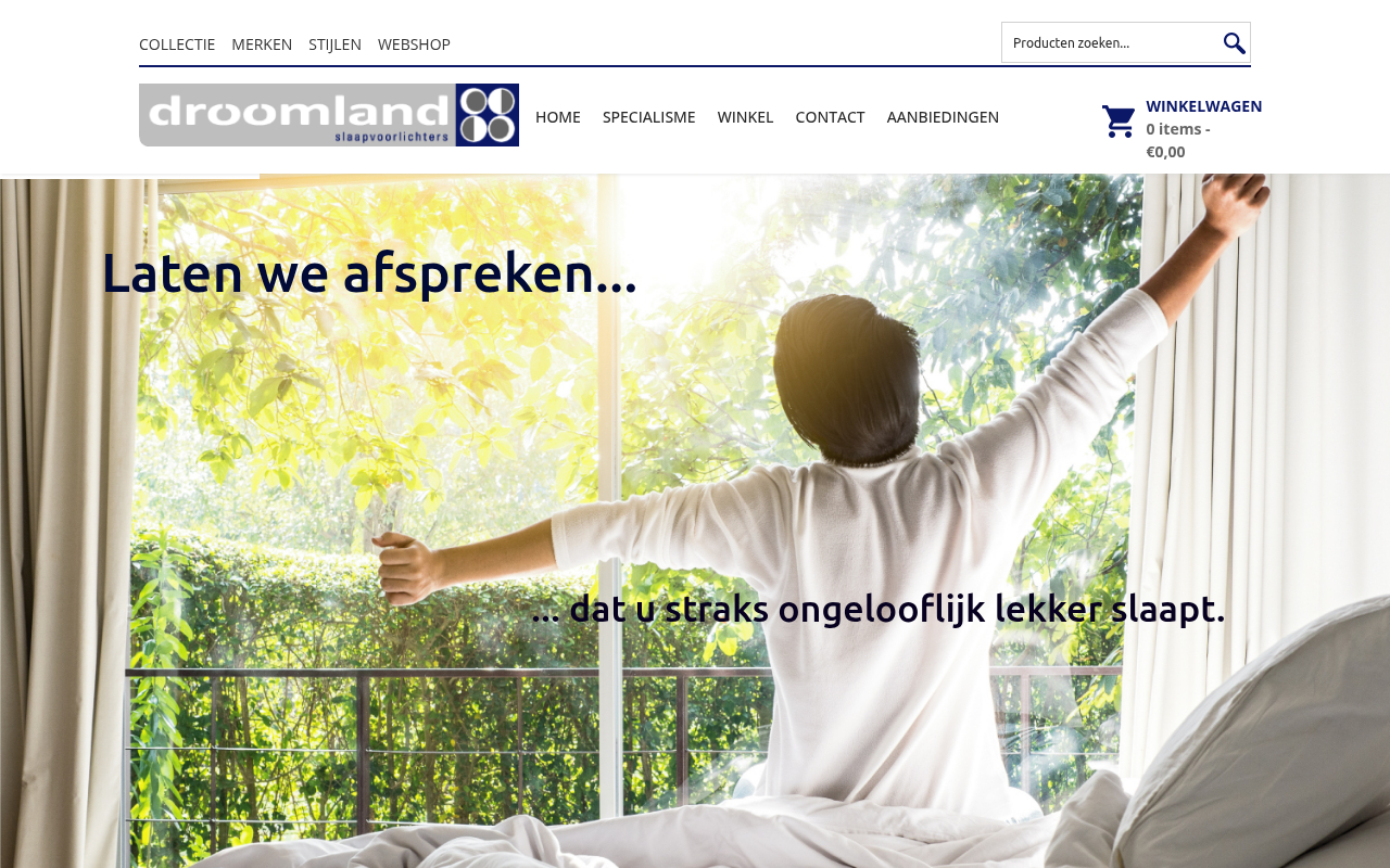 Screenshot van Home - Beddenspeciaalzaak Droomland Slaapvoorlichters Eindhoven
