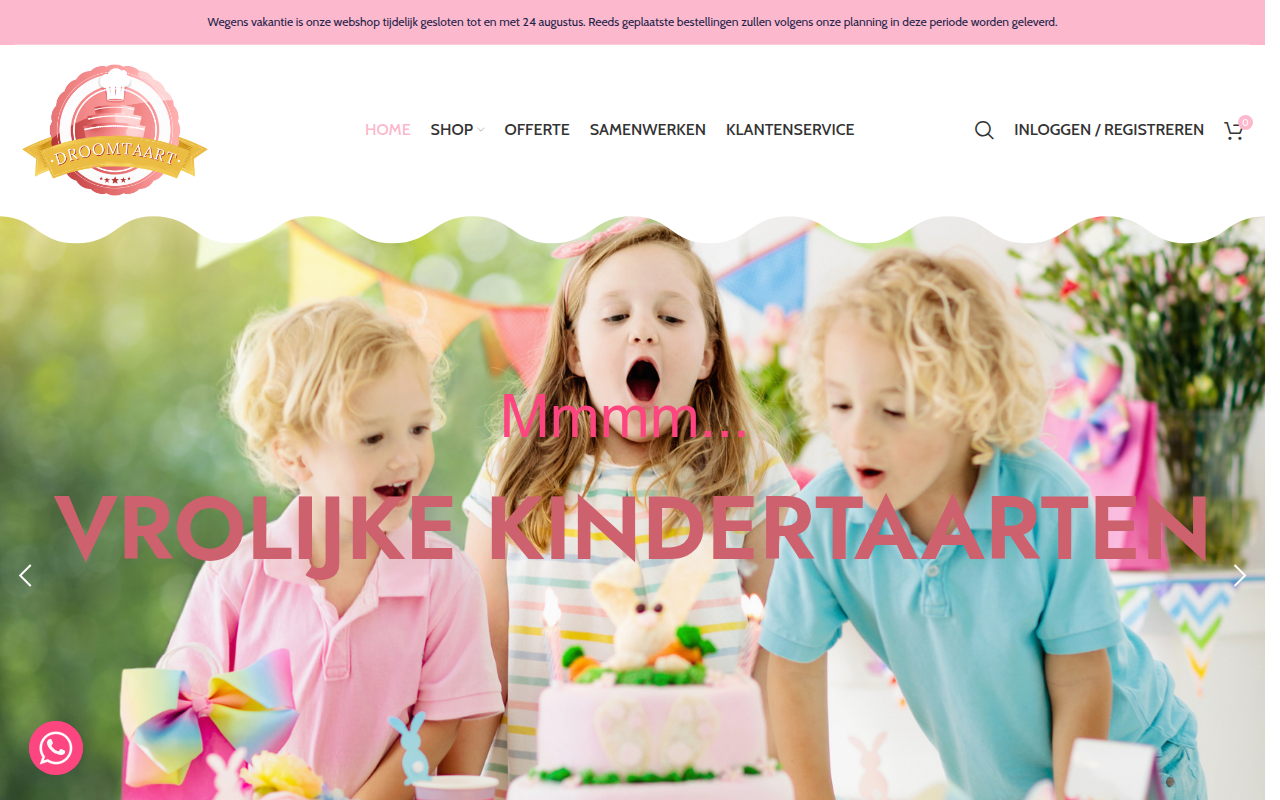 Screenshot van droomtaart.nl