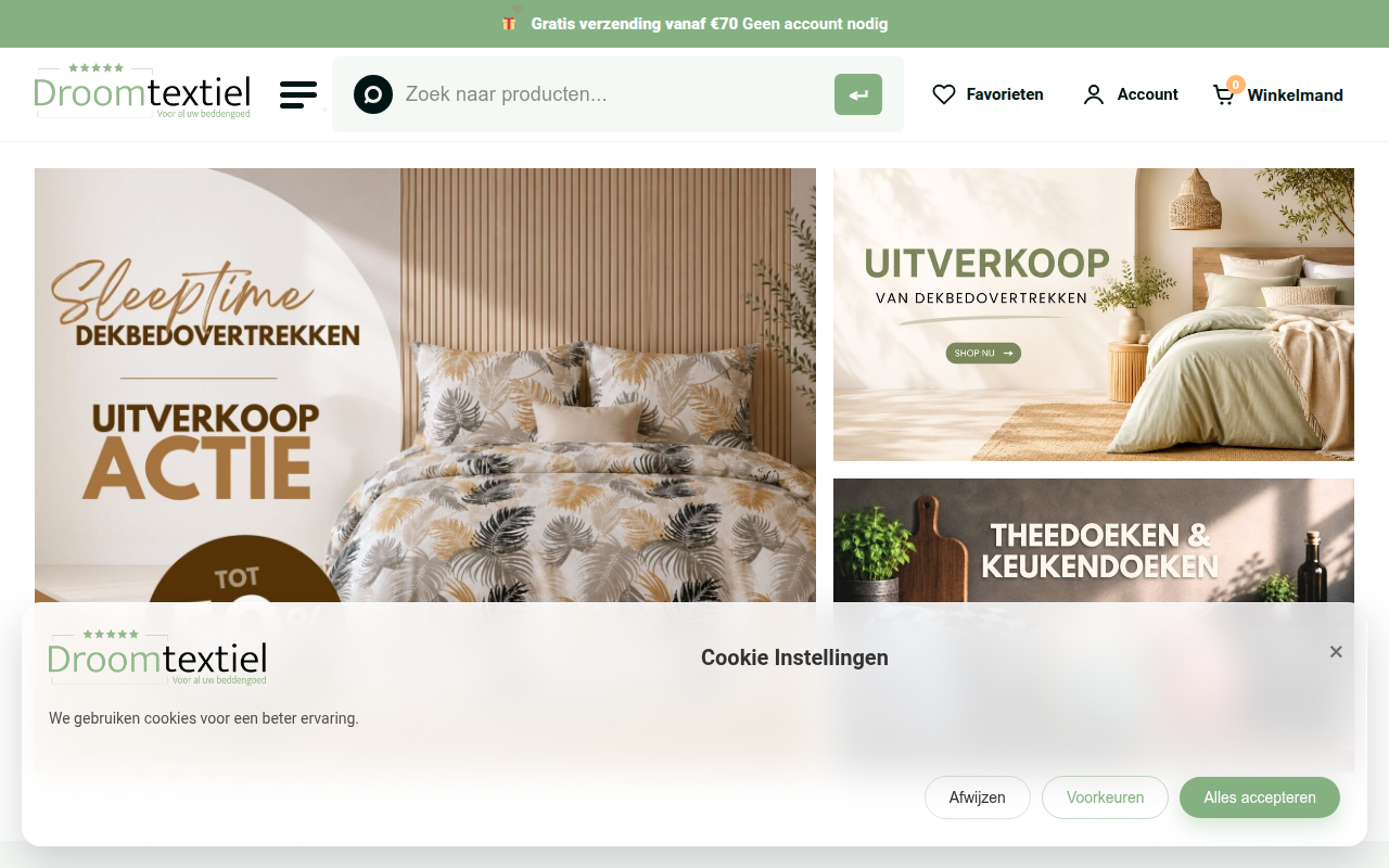 Screenshot van droomtextiel.nl