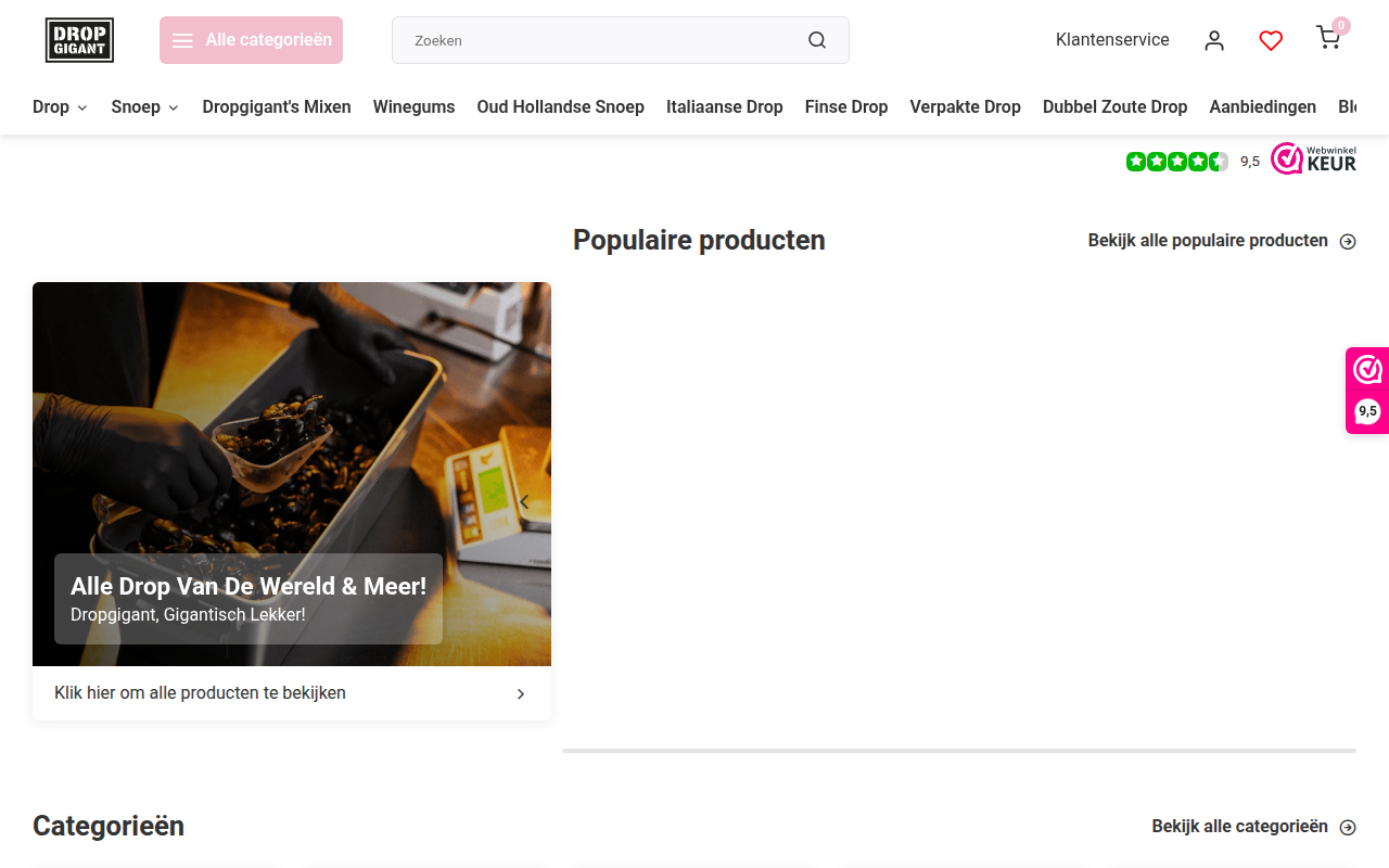 Screenshot van dropgigant.nl