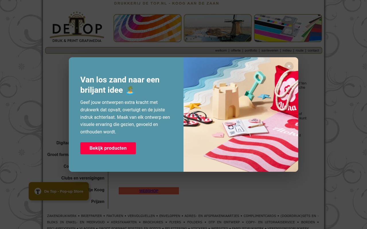 Screenshot van drukkerijdetop.nl