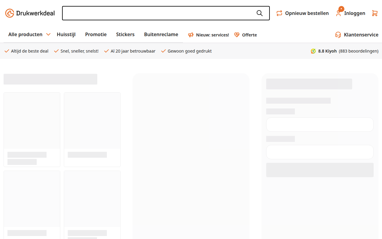 Screenshot van drukwerkdeal.nl