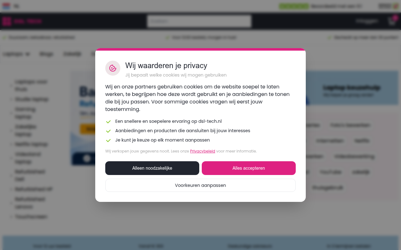 Screenshot van dsl-tech.nl