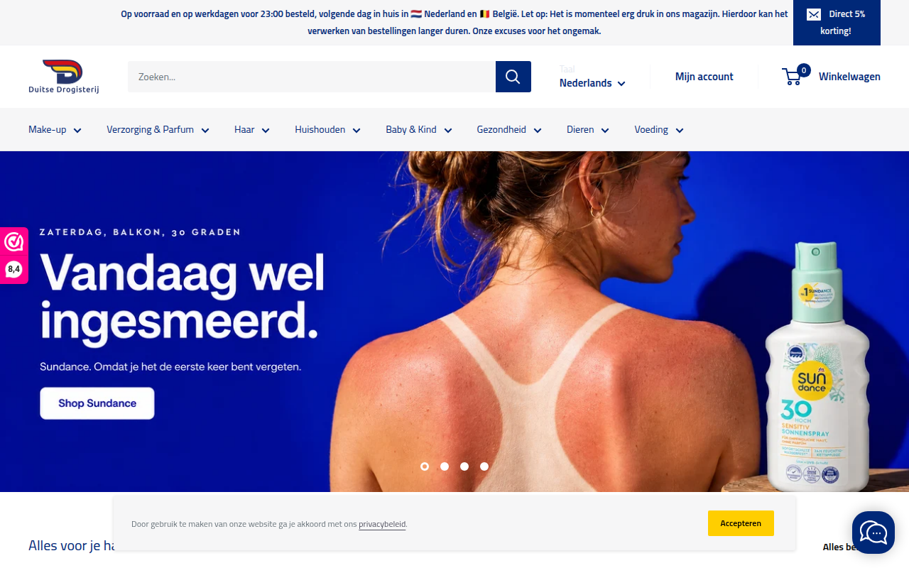 Screenshot van duitsedrogisterij.nl