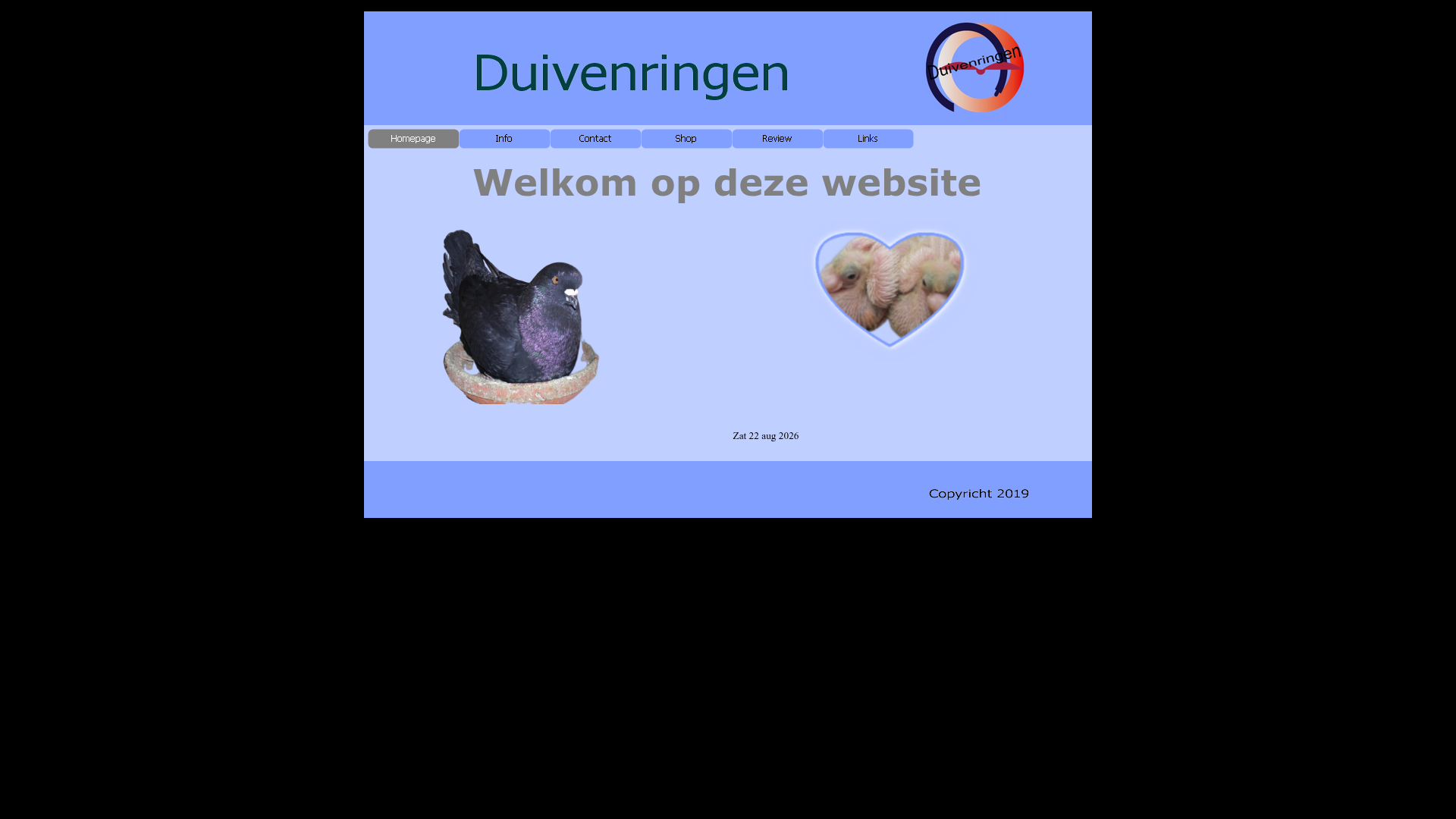 Screenshot van duivenring.nl