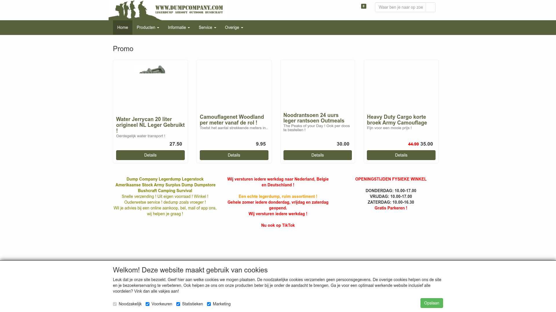 Screenshot van dumpcompany.com