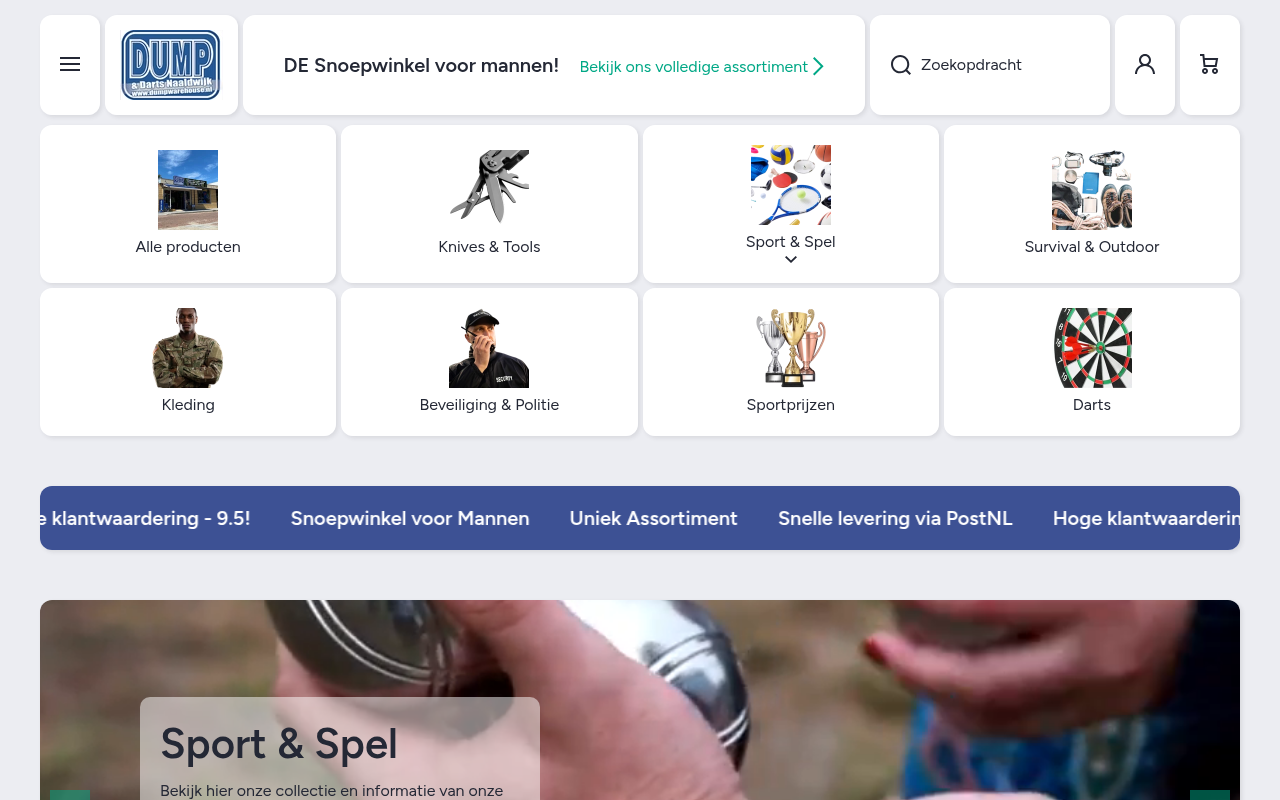 Screenshot van dumpwarehouse.nl