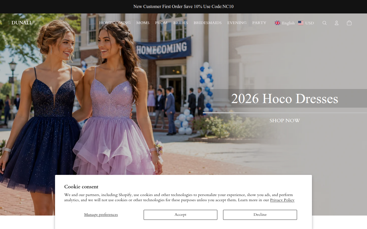 Screenshot van dunali.com