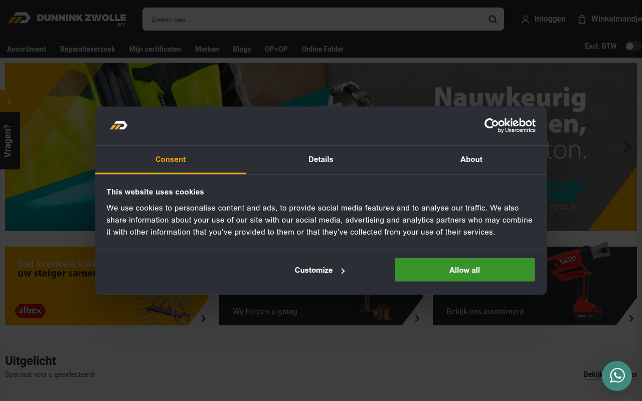 Screenshot van dunninkzwolle.nl