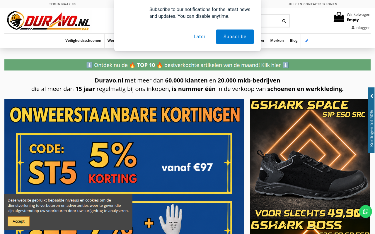 Screenshot van duravo.nl