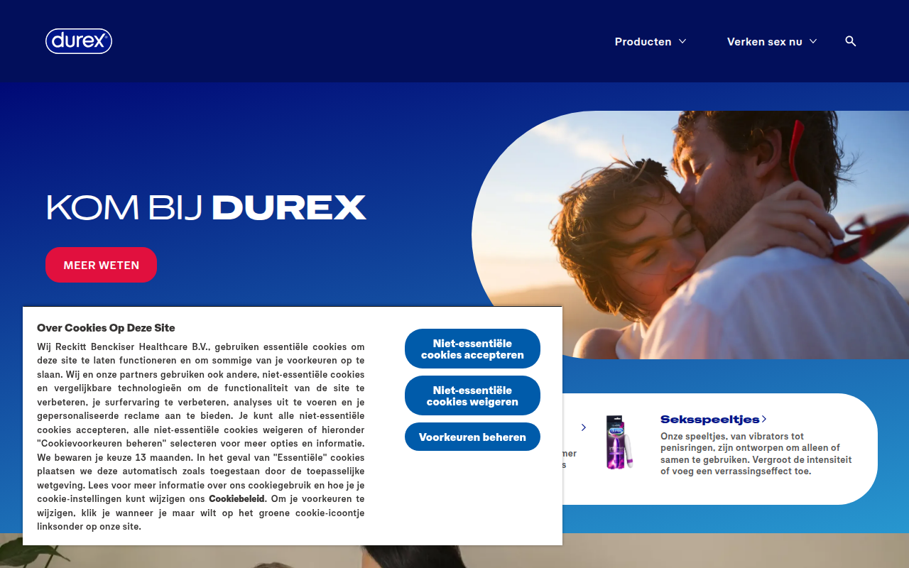 Screenshot van durex.nl