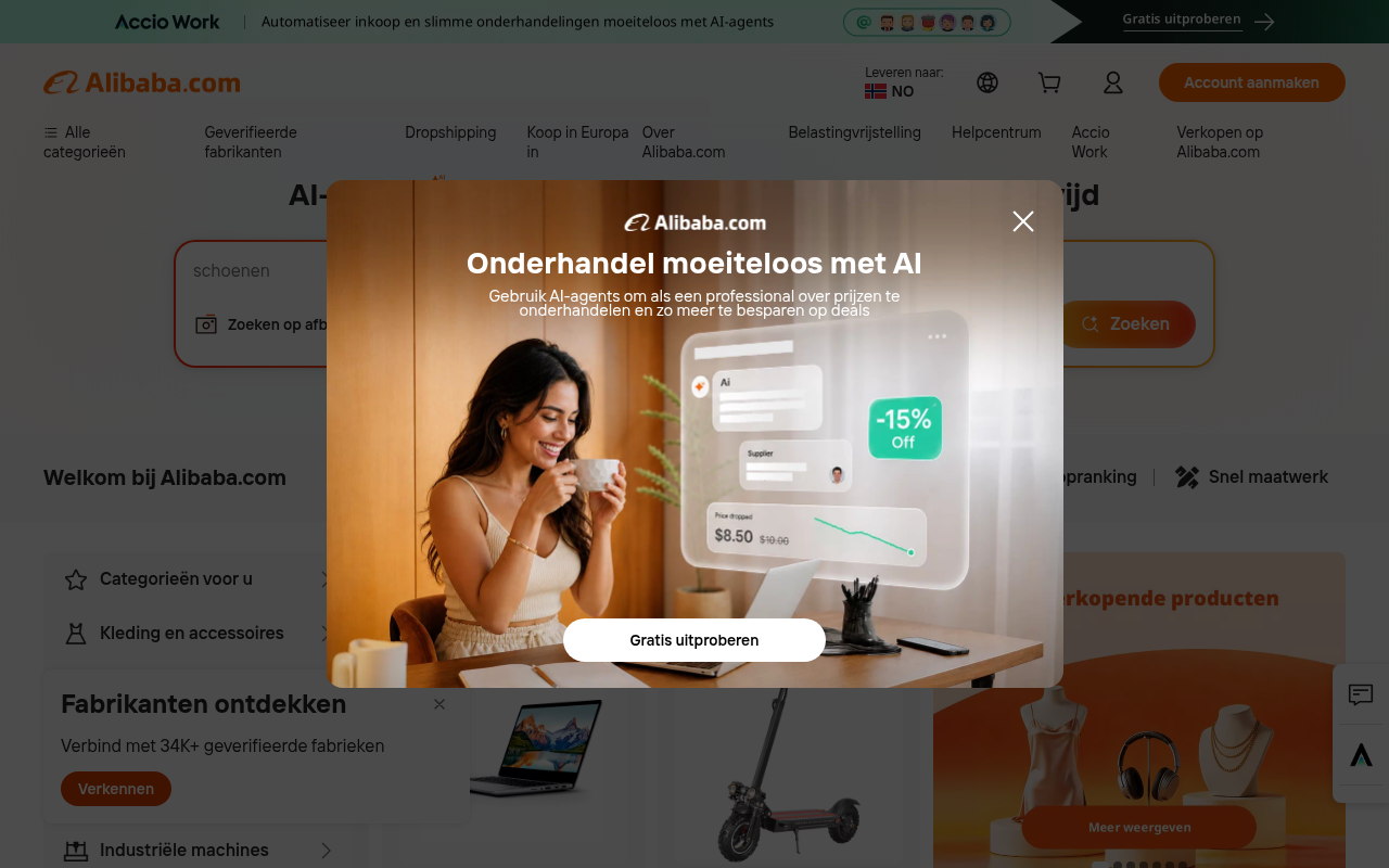 Screenshot van dutch.alibaba.com