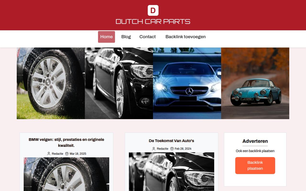 Screenshot van dutchcarparts.nl